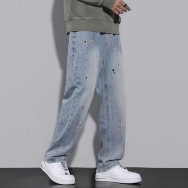 Loose straight casual men jeans for spring and autumn