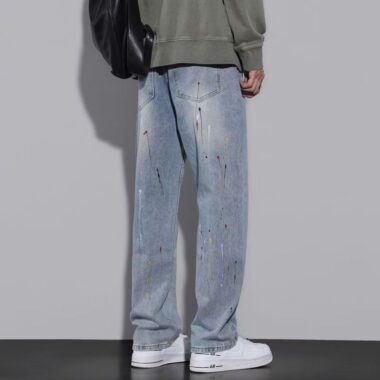 Loose straight casual men jeans for spring and autumn
