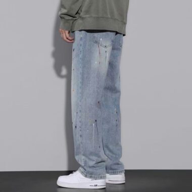 Loose straight casual men jeans for spring and autumn