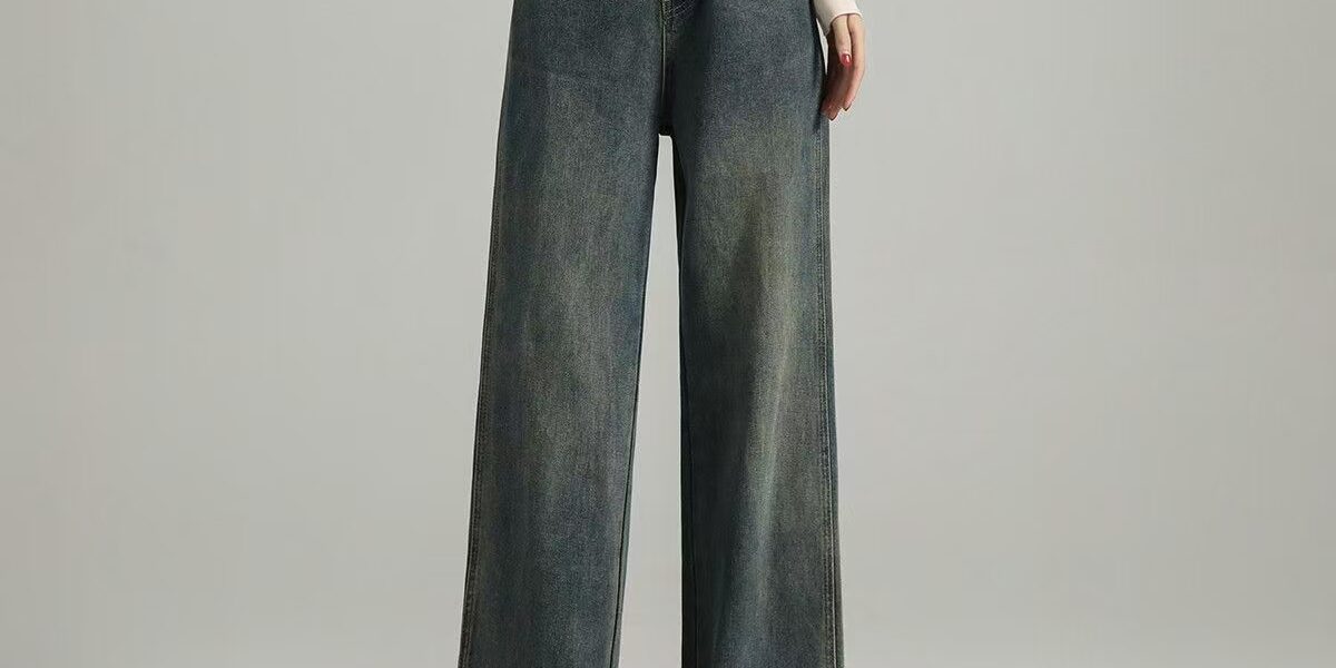 New high-waist loose vintage fashion wide-leg women jeans
