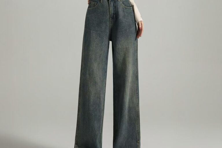 New high-waist loose vintage fashion wide-leg women jeans