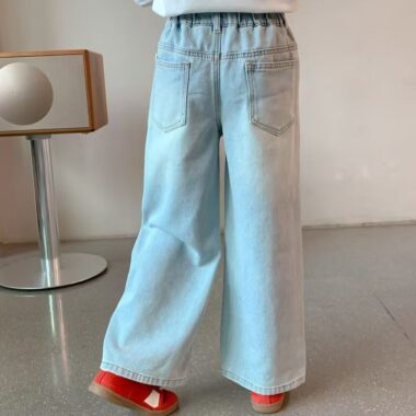 Cartoon dog girls children jeans for spring and autumn