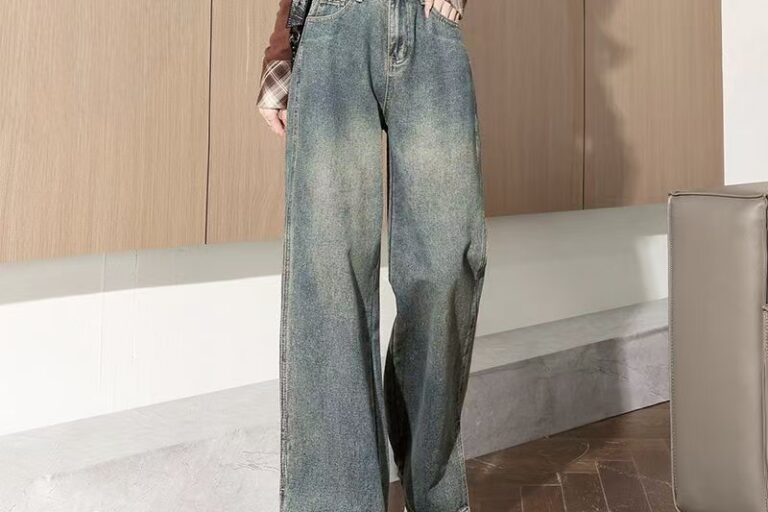 High-waist loose straight stylish women jeans for spring autumn