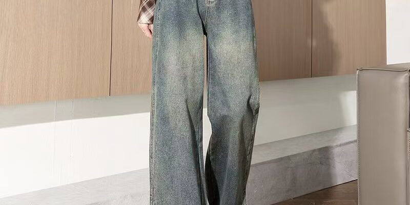 High-waist loose straight stylish women jeans for spring autumn