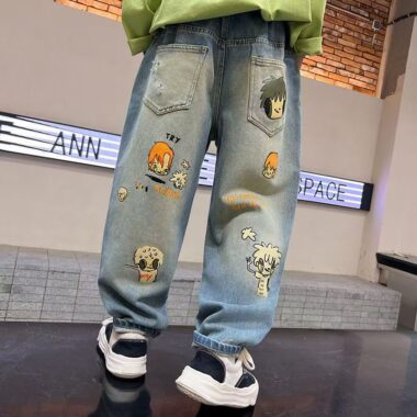 Loose cartoon boys children jeans for spring and autumn