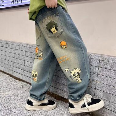 Loose cartoon boys children jeans for spring and autumn