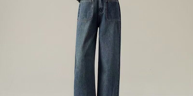 Loose high-waist straight women jeans for spring and autumn