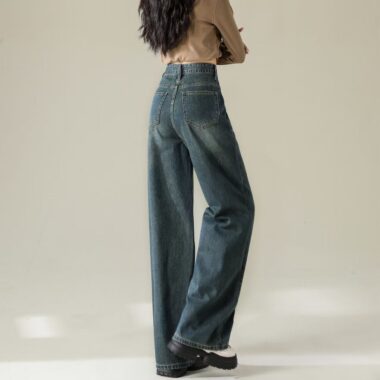 Loose high-waist straight women jeans for spring and autumn