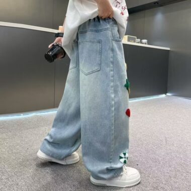 Loose straight-leg boys children jeans for spring and autumn
