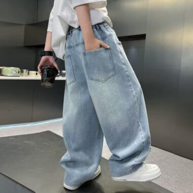 Loose straight-leg boys children jeans for spring and autumn