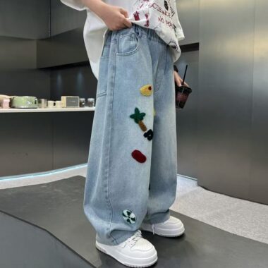 Loose straight-leg boys children jeans for spring and autumn