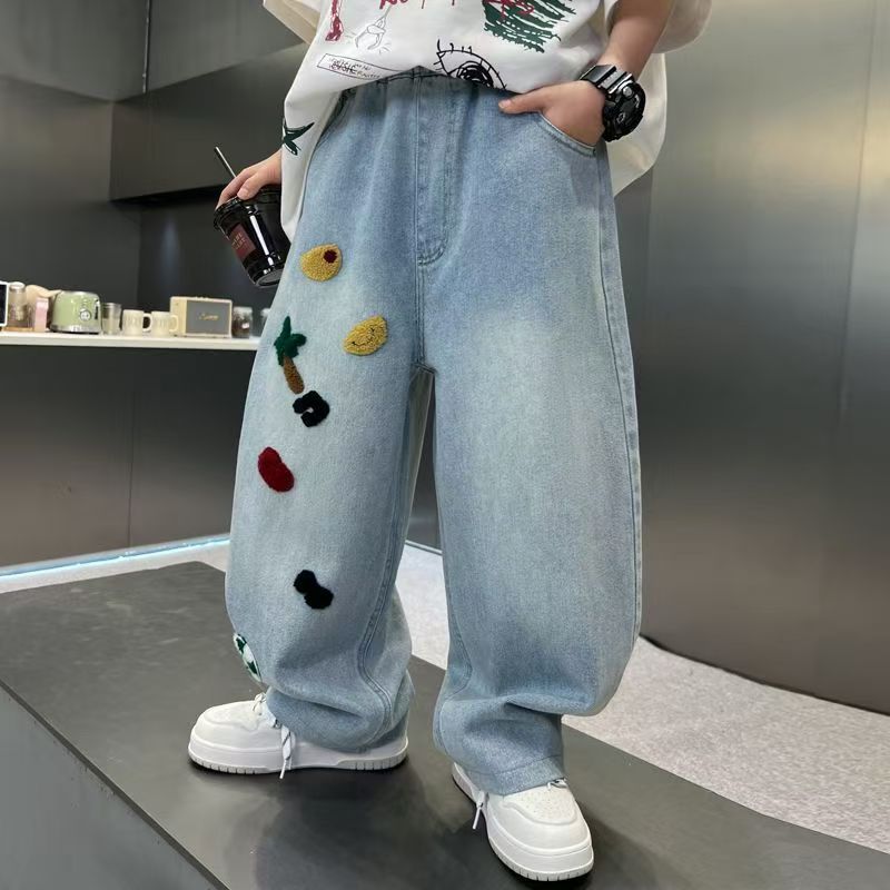 Loose straight-leg boys children jeans for spring and autumn