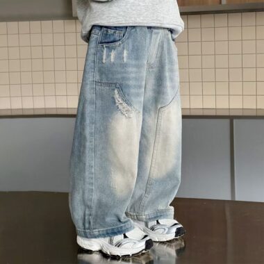 Straight-leg boys children jeans for spring and autumn