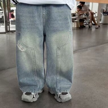 Straight-leg boys children jeans for spring and autumn