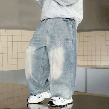 Straight-leg boys children jeans for spring and autumn