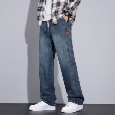 Vintage straight-leg casual men jeans for spring and autumn