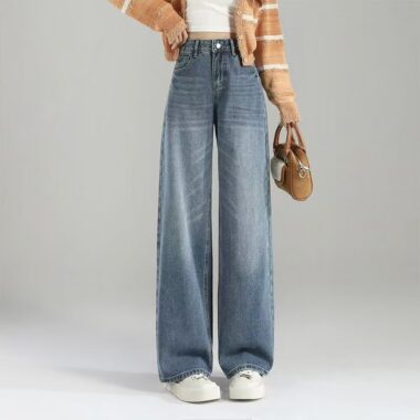 Vintage wide-leg high-waist slim women jeans for spring autumn