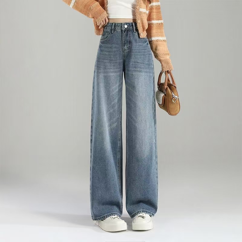 Vintage wide-leg high-waist slim women jeans for spring autumn
