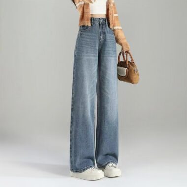 Vintage wide-leg high-waist slim women jeans for spring autumn