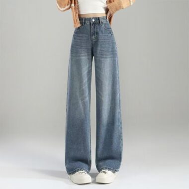 Vintage wide-leg high-waist slim women jeans for spring autumn