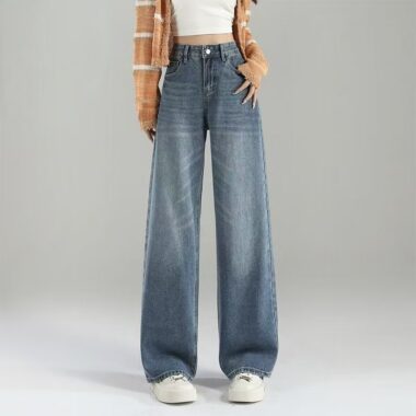 Vintage wide-leg high-waist slim women jeans for spring autumn