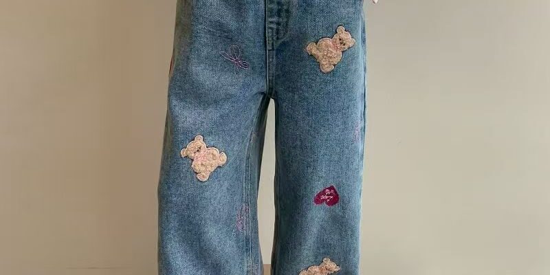 Wide-leg girls children jeans for spring and autumn