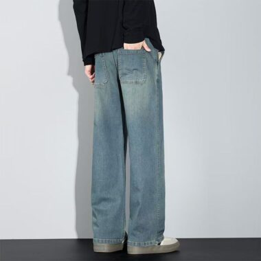 Premium vintage straight men jeans for autumn