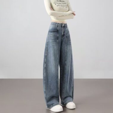 Vintage American high-waist loose wide-leg women jeans