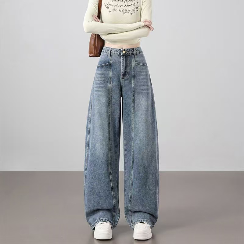 Vintage American high-waist loose wide-leg women jeans