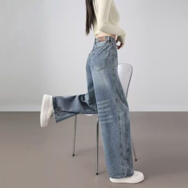 Vintage American high-waist loose wide-leg women jeans