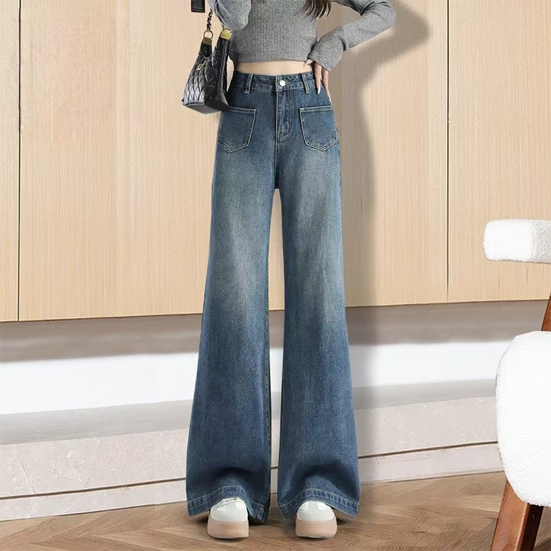 Vintage loose wide-leg slimming women jeans