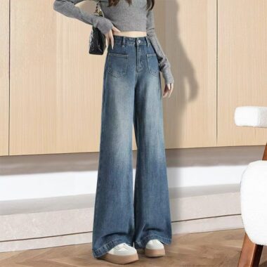 Vintage loose wide-leg slimming women jeans