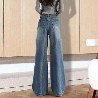 Vintage loose wide-leg slimming women jeans