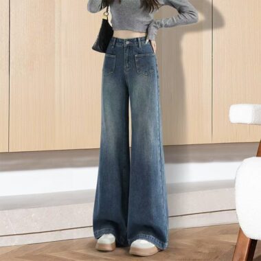 Vintage loose wide-leg slimming women jeans