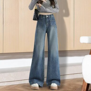 Vintage loose wide-leg slimming women jeans