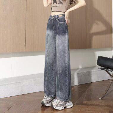 Vintage spring autumn slim loose high-waist straight women jeans