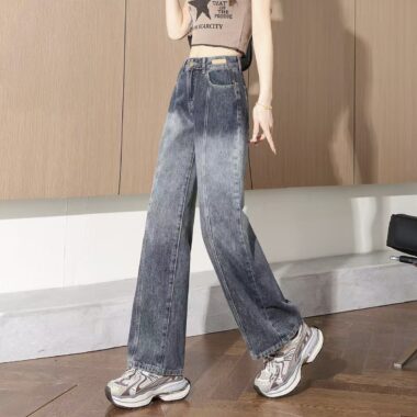 Vintage spring autumn slim loose high-waist straight women jeans
