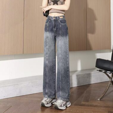 Vintage spring autumn slim loose high-waist straight women jeans