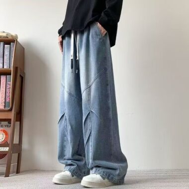 Spring autumn American vintage loose straight men jeans