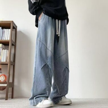 Spring autumn American vintage loose straight men jeans