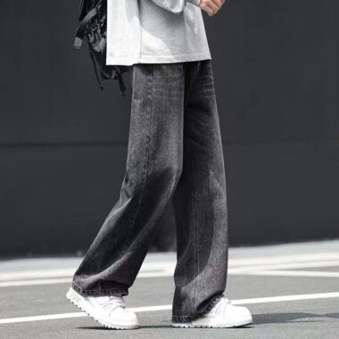 Autumn winter American vintage loose straight men jeans