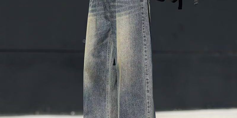 Autumn winter American vintage loose straight men jeans