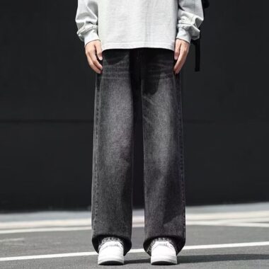 Autumn winter American vintage loose straight men jeans