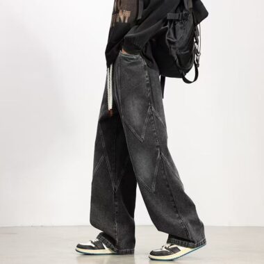 Plus size American vintage loose straight men jeans