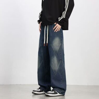 Plus size American vintage loose straight men jeans