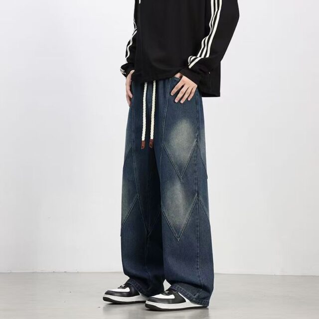 Plus size American vintage loose straight men jeans