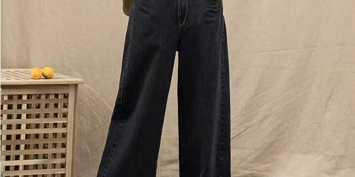 Black high waist loose wide leg women jeans
