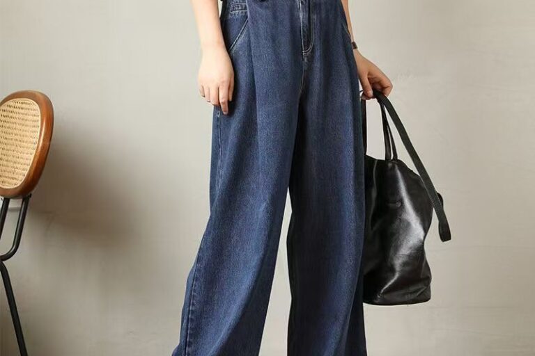 High waist loose wide leg casual women jeans