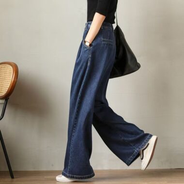 High waist loose wide leg casual women jeans