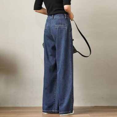 High waist loose wide leg casual women jeans